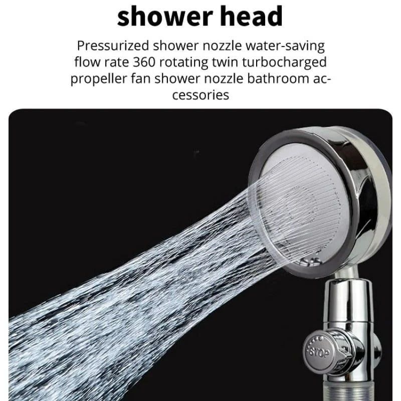 Τηλέφωνο κεφαλή ντους μπάνιου με ανεμιστήρα, εξοικονόμηση ενέργειας- Turbocharged Shower Head Shower head - Image 7