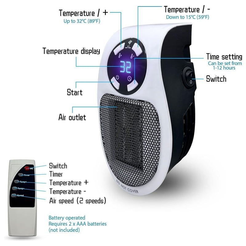 Φορητό αερόθερμο πρίζας 500W - Handy portable warm air blower heater - Image 6
