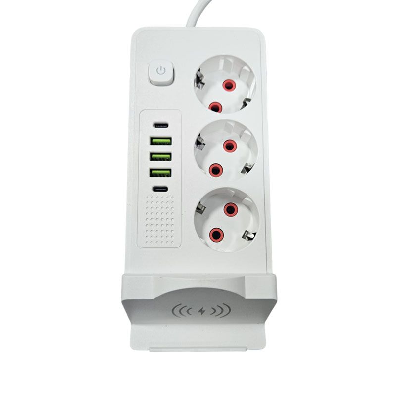 5 Θύρες USB και Ασύρματη Φόρτιση - Power Strip with 3 Outlets