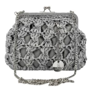 Ψάθινο τσαντάκι χιαστι CN26013 – Ασημί BAG TO BAG - sukki.gr