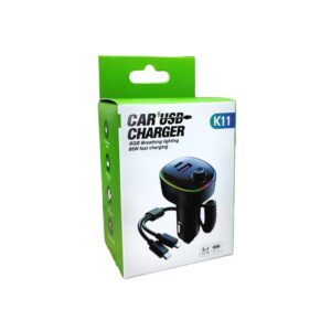 Alternative view of Φορτιστής Αυτοκινήτου με USB RGB 66W K11 - 2in1 Car USB charger