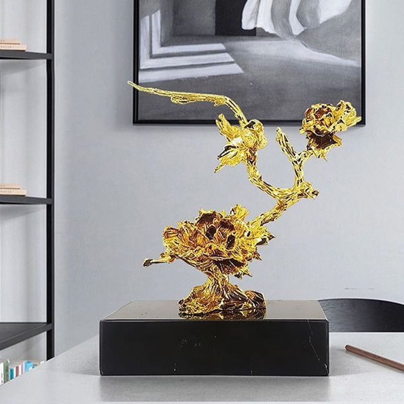 Χρυσό Διακοσμητικό με Μαρμάρινη Βάση - Gold Sculpture Decor - Image 2