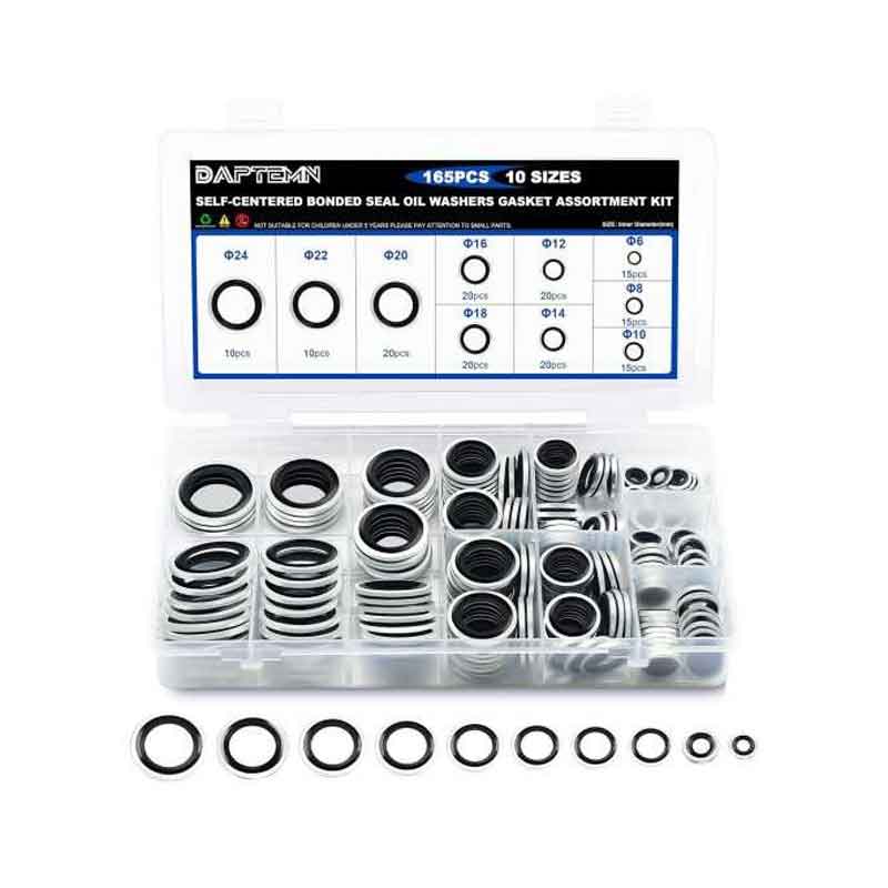 Σετ Τσιμούχες Στεγάνωσης 165τμχ φ6 - φ24 - Self-Centered Bonded Seal Oil Washers Gasket Assortment Kit - sukki.gr