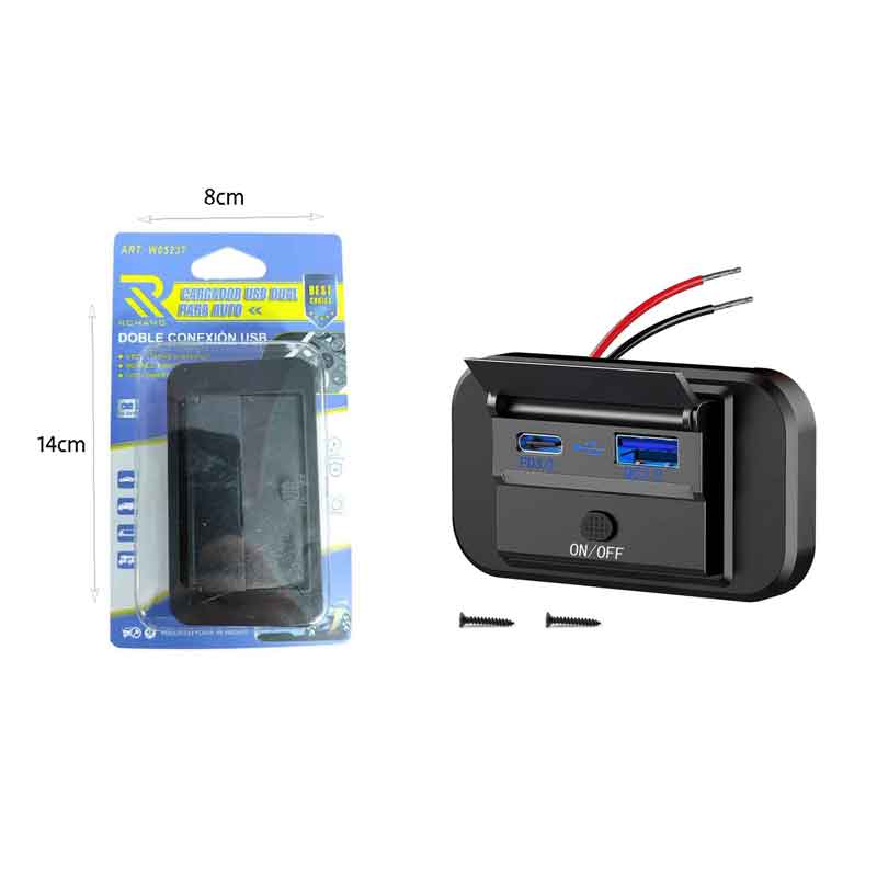Rchang Διπλή Θύρα USB Φορτιστή Αυτοκινήτου με Διακόπτη On Off USB QC3.0+PD3.0 W05237- Dual USB Car Charger with On Off Switch - Image 3