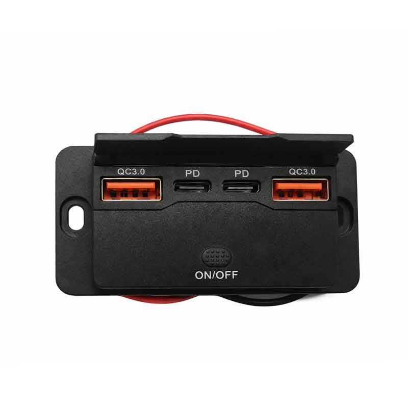 Rchang Φορτιστής Αυτοκινήτου 4 Θύρες USB QC3.0 & PD με Διακόπτη On Off – Car USB Charger QC3.0 & PD with On Off Switch - Image 2