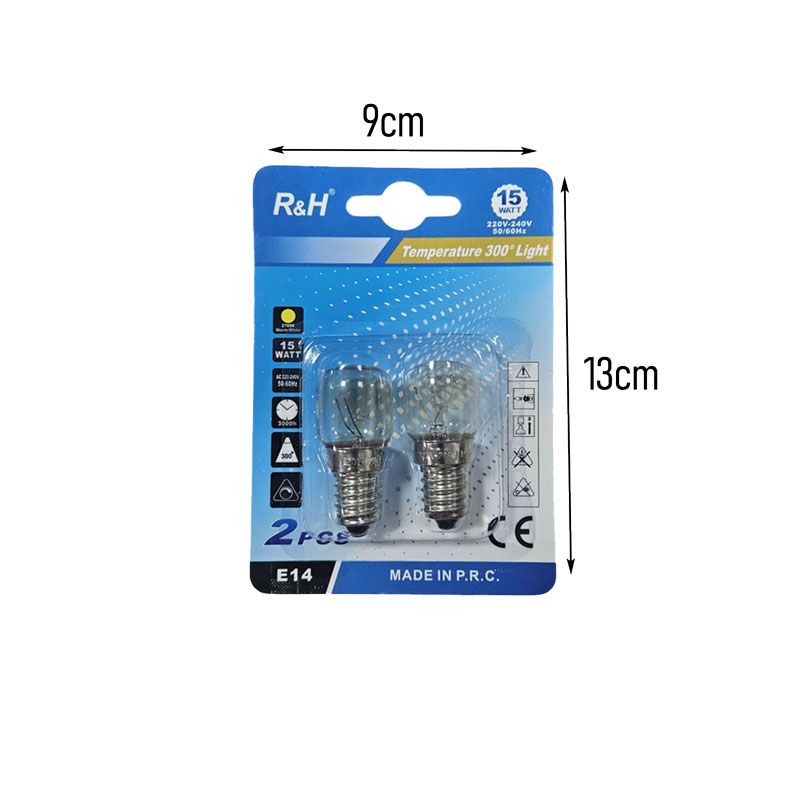 R&H Λάμπες Φούρνου E14 15W 300° Σετ 2 Τεμαχίων - Oven Bulbs E14 15W 300° Set of 2 Pieces - Image 2