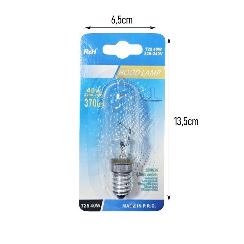 R&H Λάμπα T25 40W E14 370 Lumen για Απορροφητήρα - Hood Lamp - Image 2