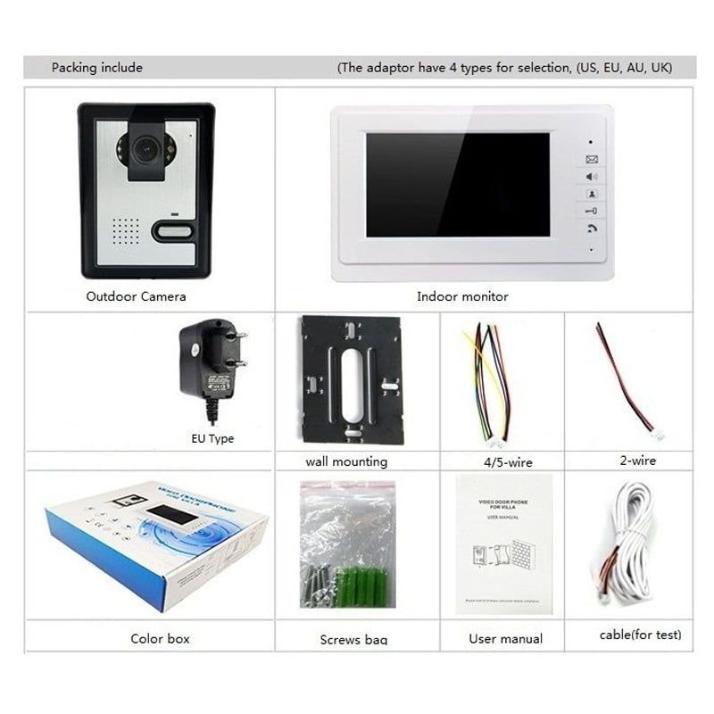 V70F Σετ Θυροτηλεόραση με Έγχρωμη Οθόνη 7" - Video doorphone for villa - sukki.gr
