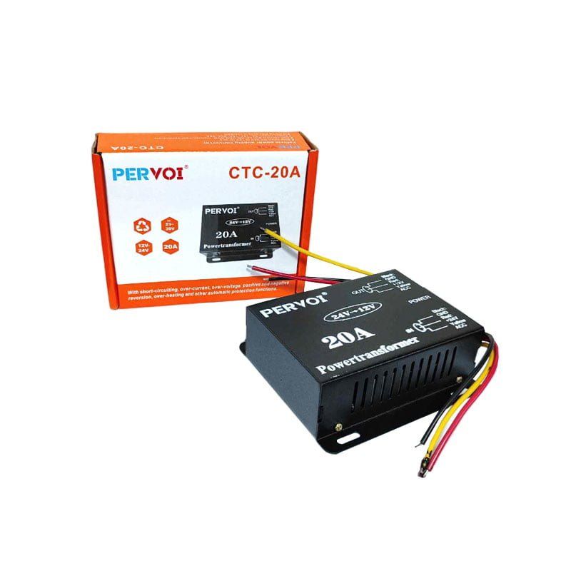 PerVoi Μετατροπέας Ρεύματος Αυτοκινήτου 24V DC σε 12V DC – 20A - Power transformer - sukki.gr