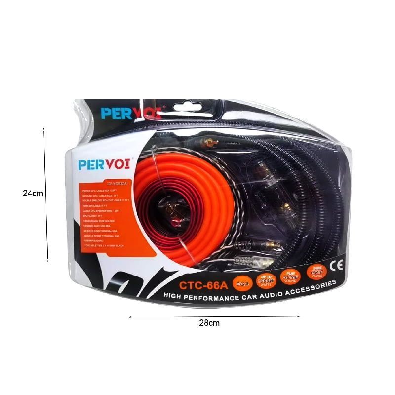 PerVoi Σετ Καλωδίων Ενισχυτή Αυτοκινήτου έως 1000W CTC-66A - Audio line high performance - Image 2