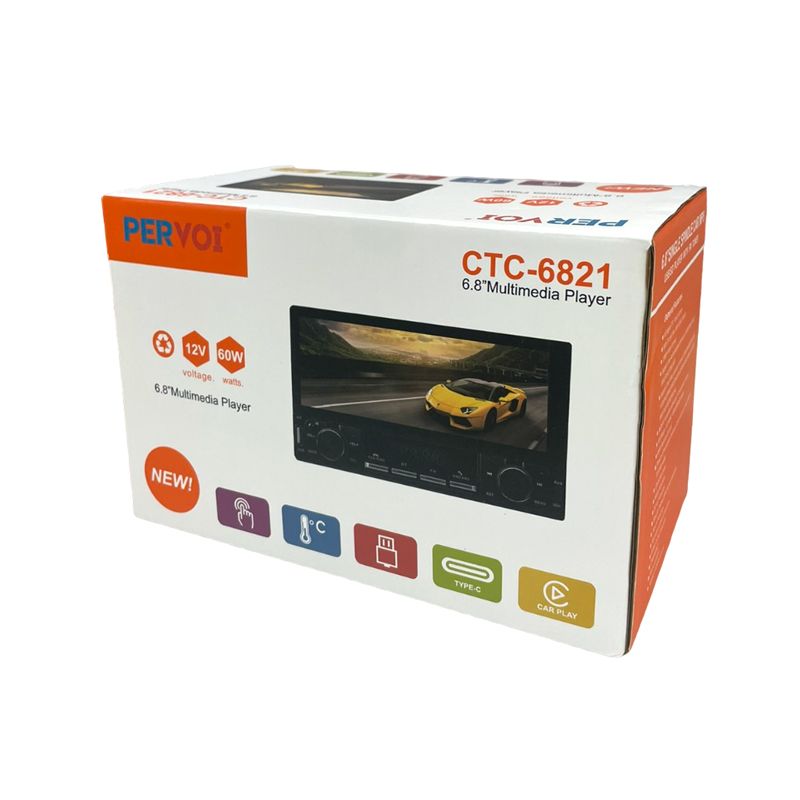 PerVoi Οθόνη αυτοκινήτου Ηχοσύστημα Bluetooth USB AUX MP5 FM 6.8″ 12V 60W CTC-6821 - Car 1 Din HD Touch Screen Rearview Function - Image 4