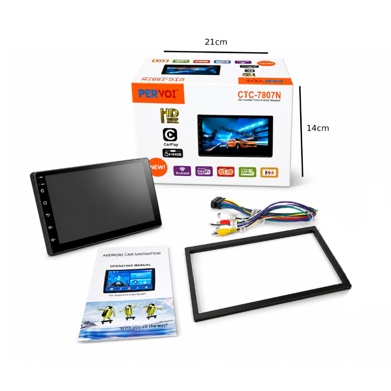 PerVoi Οθόνη Αυτοκινήτου 7" Android 15 με GPS, Wi-Fi & CarPlay CTC-7807N - 7" Android 15 Car Multimedia Player with GPS, Wi-Fi & CarPlay - Image 2