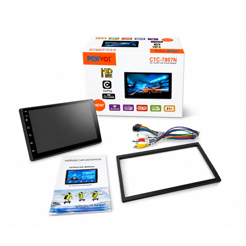 PerVoi Οθόνη Αυτοκινήτου 7" Android 15 με GPS, Wi-Fi & CarPlay CTC-7807N - 7" Android 15 Car Multimedia Player with GPS, Wi-Fi & CarPlay