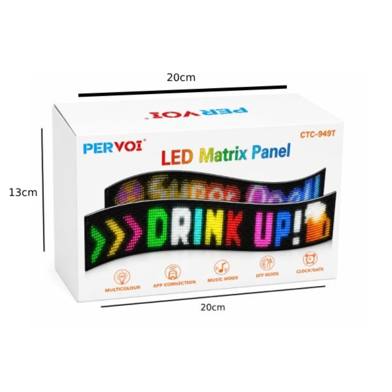 Pervoi Εύκαμπτη LED Matrix Οθόνη Πινακίδα με Bluetooth & Εφαρμογή 192×1330mm CTC-949T - Flexible Bluetooth LED Matrix Display - Image 2