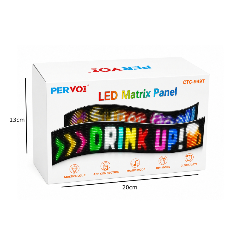 Pervoi Εύκαμπτη LED Matrix Οθόνη Πινακίδα με Bluetooth & Εφαρμογή 192 × 1762 mm CTC-949T - Flexible Bluetooth LED Matrix Display - Image 2