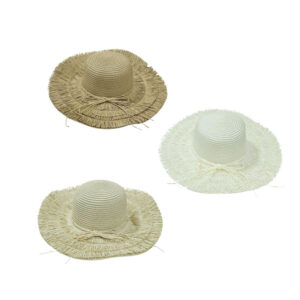 Ψάθινο Καπέλο Παραλίας με Κρόσια 42cm - Straw Beach Hat with Fringes - sukki.gr