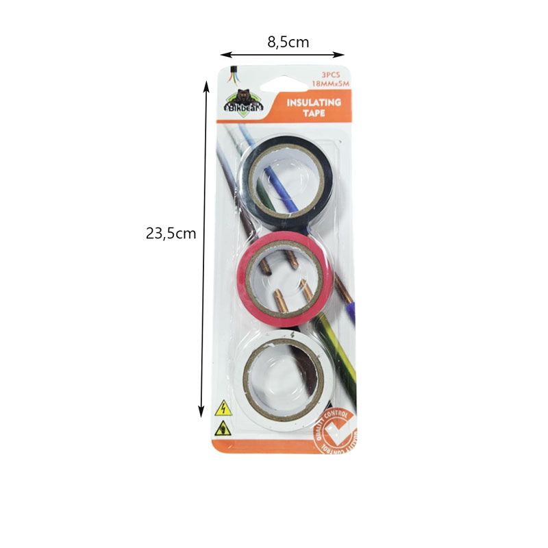 Bikbear Σετ Μονωτικές Ταινίες 3 Τεμαχίων 18mm x 5m - Insulating Tape Set - Image 2