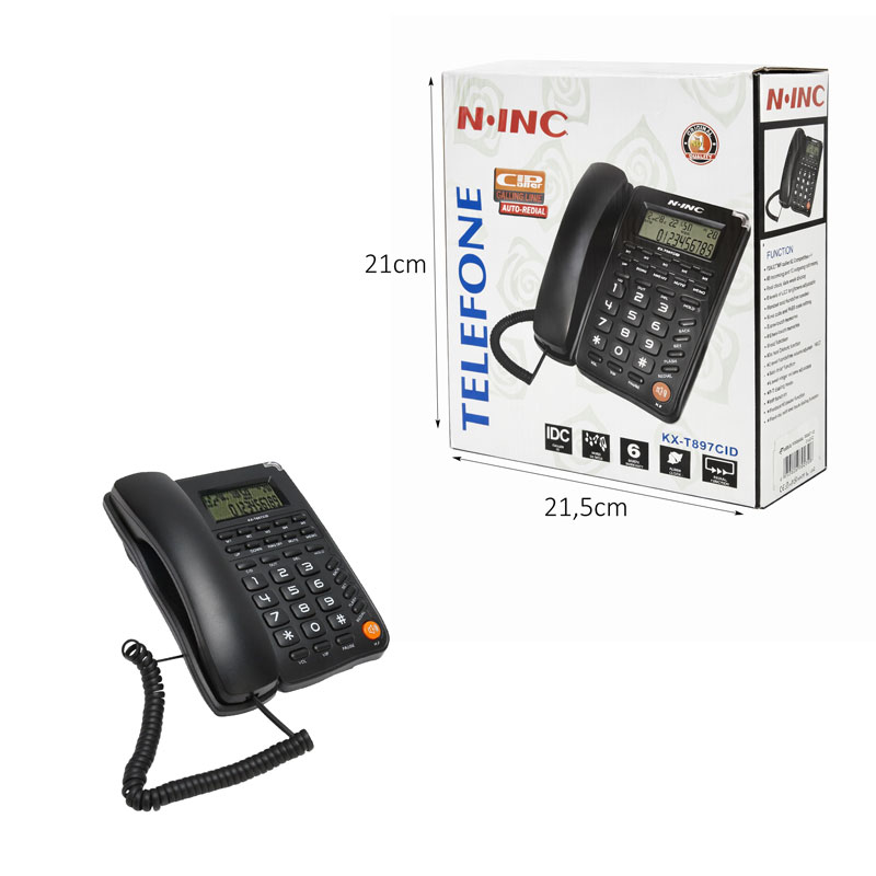 NINC Ενσύρματο Τηλέφωνο Γραφείου με Αναγνώριση Κλήσεων KX-T897CID - Wired Desk Telefone - Image 2