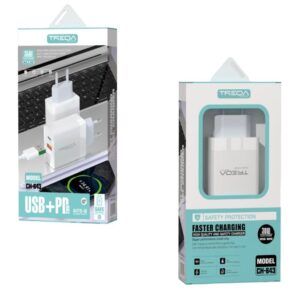 TREQA 20W γρήγορος φορτιστής κινητού Type-C USB+PD CH-643 – Fast charger - sukki.gr
