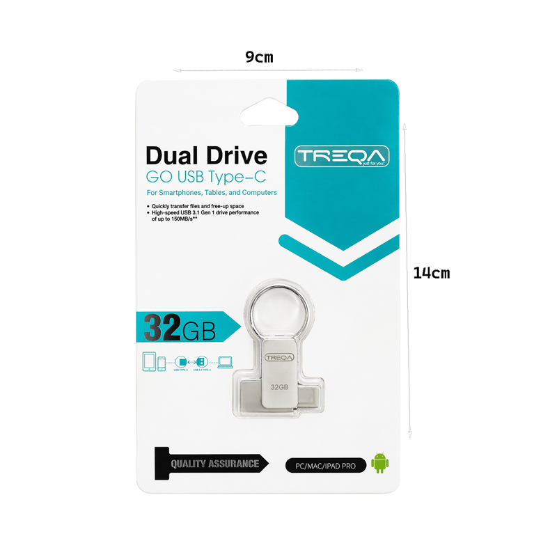 Treqa USB Flash Drive Διπλής Σύνδεσης Type-C 32GB - Dual Drive USB Type-C Flash Drive 32GB - Image 2