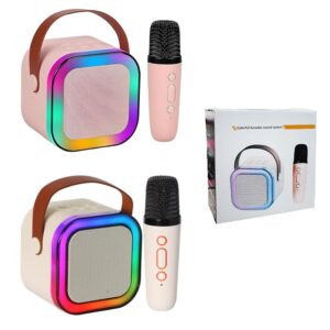 Φορητό Ηχείο με Μικρόφωνο για Καραόκε - Colorful Karaoke Music Speaker Sound System - sukki.gr