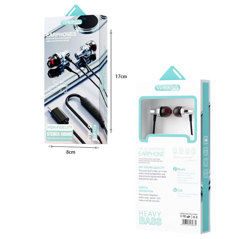 Treqa Ενσύρματα Ακουστικά Type-C EP-779 - Stereo Sound Earphones - Image 2