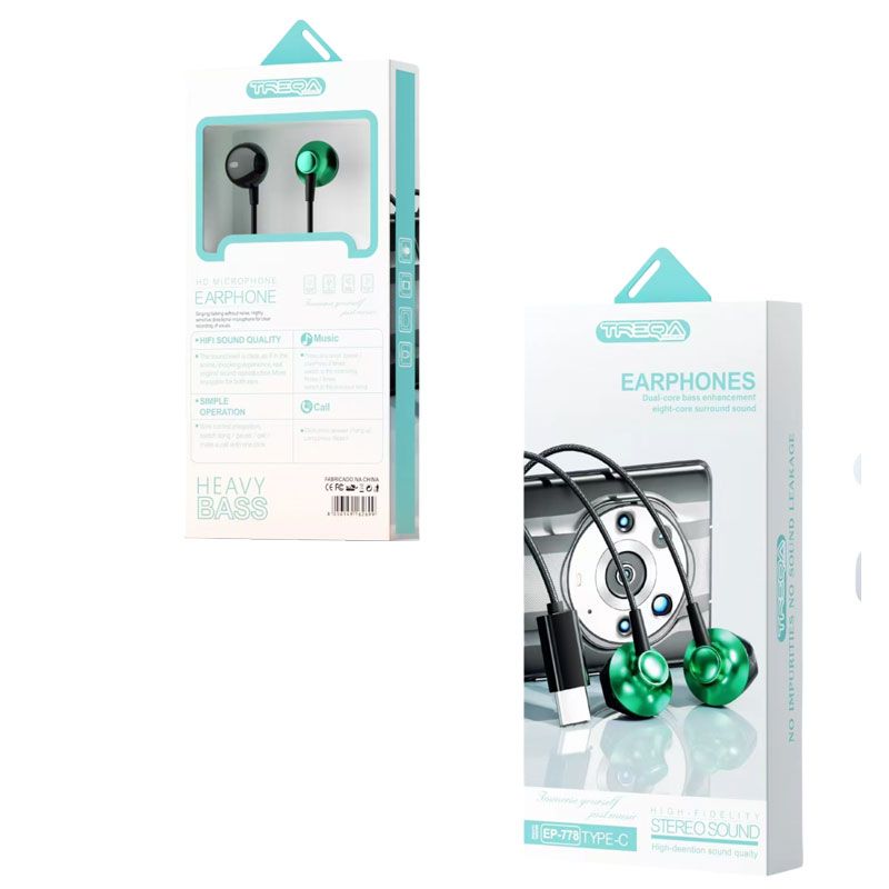 Treqa Ενσύρματα Ακουστικά Type-C EP-778 - Stereo Sound Earphones - sukki.gr