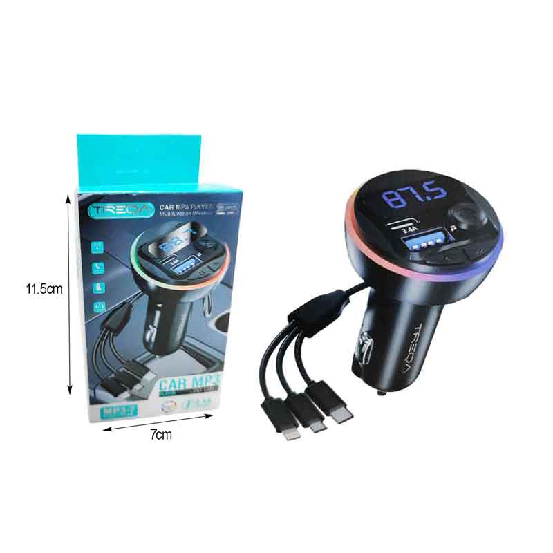 Treqa Πομπός αυτοκινήτου φορτιστής MP3 Player MP-3-7 RGB 3.1A – Car MP3 - Image 3