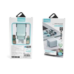 Treqa Φορτιστής με Καλώδιο 4-σε-1 70W GaN 1A+1C - 70W GaN 1A+1C Fast Charging Charger with 4-in-1 Cable - sukki.gr