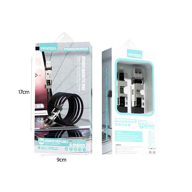 Treqa Καλώδιο Φόρτισης 4 σε 1 Μαγνητικό 240W Braided CA-8004 – 4 in 1 Magnetic 240W Braided Charging Cable - Image 2