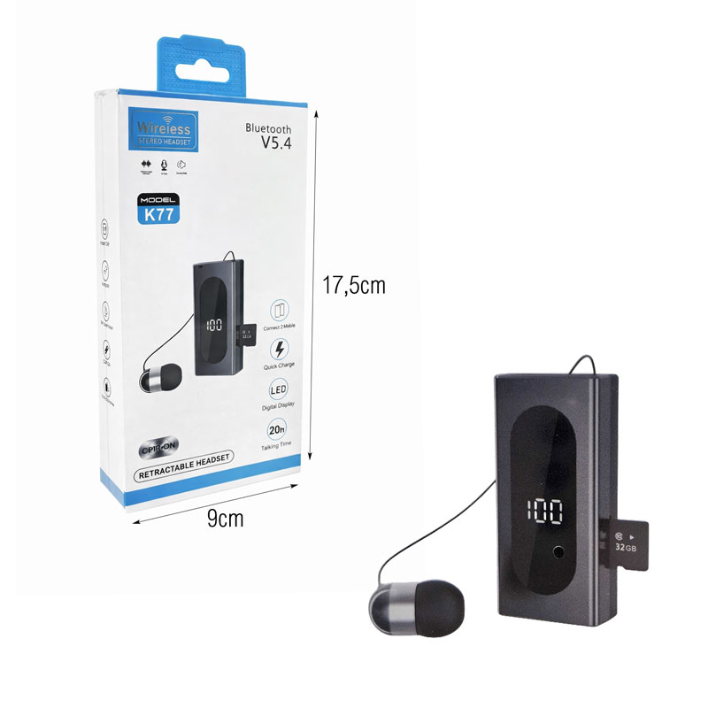 Ασύρματο Bluetooth Ακουστικό K77 με Ψηφιακή Οθόνη - Wireless Stereo Headset - Image 2