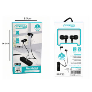 Alternative view of Treqa Ασύρματα Ακουστικά Λαιμού Bluetooth με Μαγνητικά Ακουστικά BT-83 -Bluetooth Neckband Wireless Earphones with Magnetic Earbuds