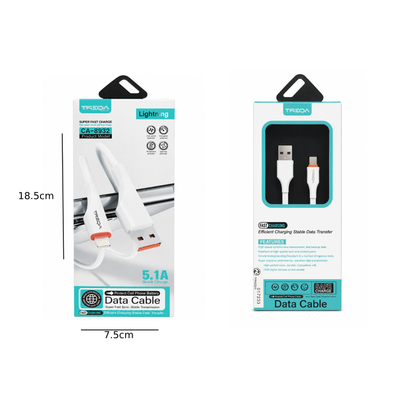 Treqa Καλώδιο USB σε Lightning Σιλικόνης 5.1A Γρήγορης Φόρτισης CA-8932 - USB to Lightning Silicone Fast Charging Cable 5.1A - Image 2