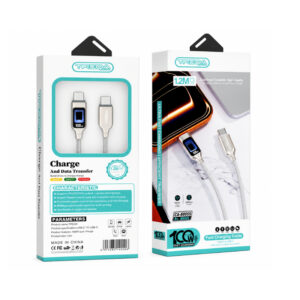 Treqa Καλώδιο Φόρτισης & Μεταφοράς Δεδομένων USB-C σε USB-C 100W 1.2m με Οθόνη Ισχύος CA-80055- USB-C to USB-C 100W Fast Charging & Data Cable with Power Display 1.2m