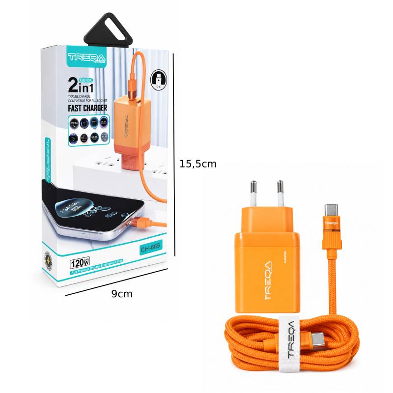 Treqa Φορτιστής Ταχείας Φόρτισης 120W GaN με Καλώδιο Type-C CH-665 - Fast Charger - Image 3