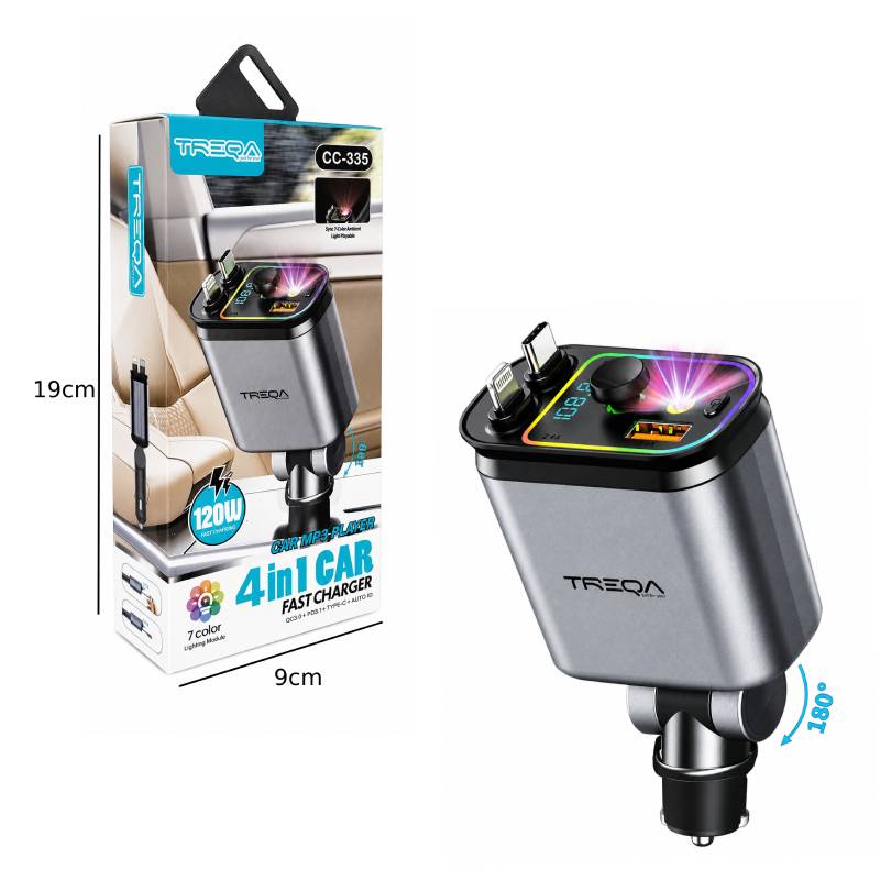 Treqa Φορτιστής Αυτοκινήτου 4 σε 1 120W CC-335 - Car Charger - Image 4