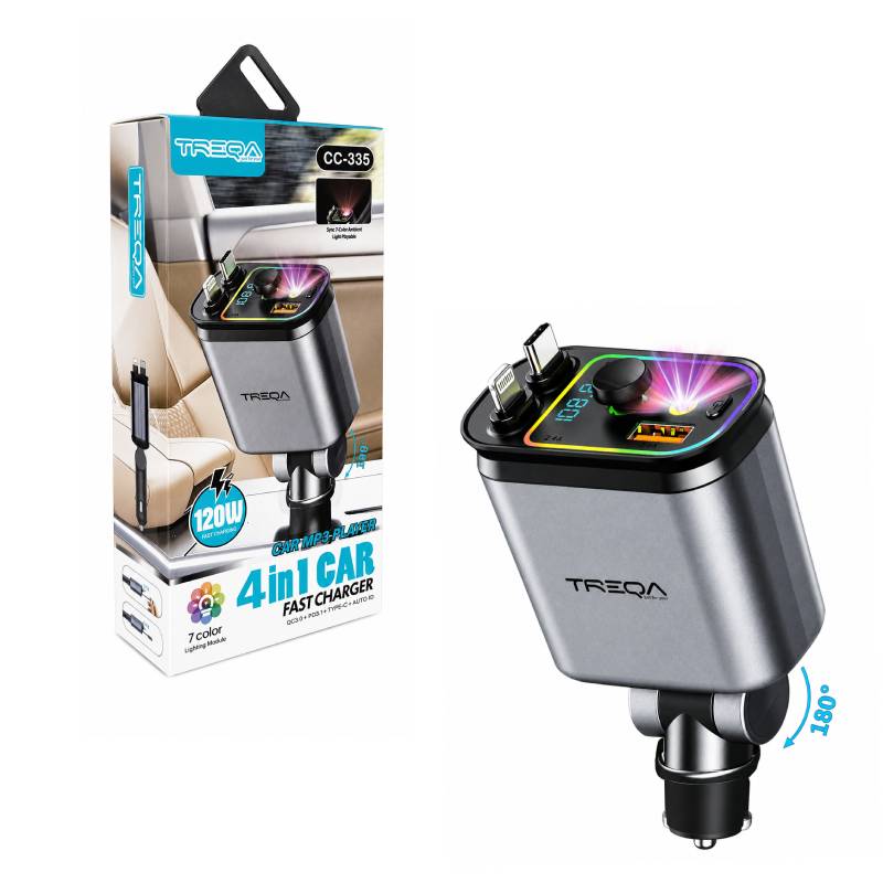 Treqa Φορτιστής Αυτοκινήτου 4 σε 1 120W CC-335 - Car Charger