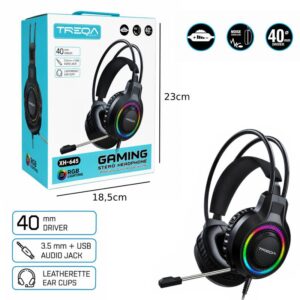 Alternative view of Treqa Gaming Ακουστικά με Μικρόφωνο RGB XH-645 - Gaming Headset with Microphone