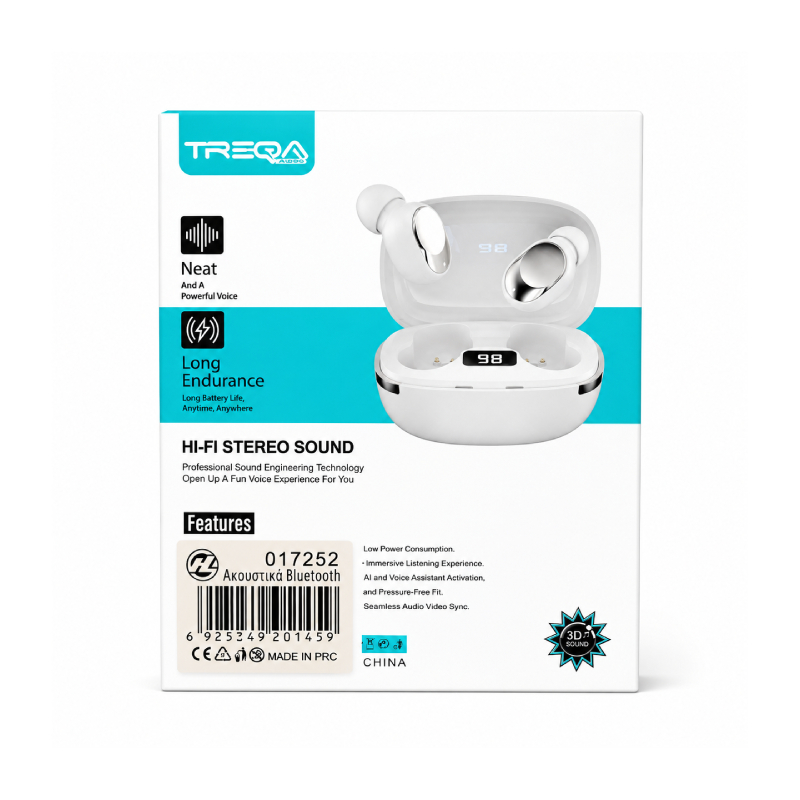Treqa Ασύρματα Bluetooth Ακουστικά TWS με Θήκη Φόρτισης BT-84 - True Wireless Bluetooth Earbuds with Charging Case - Image 3