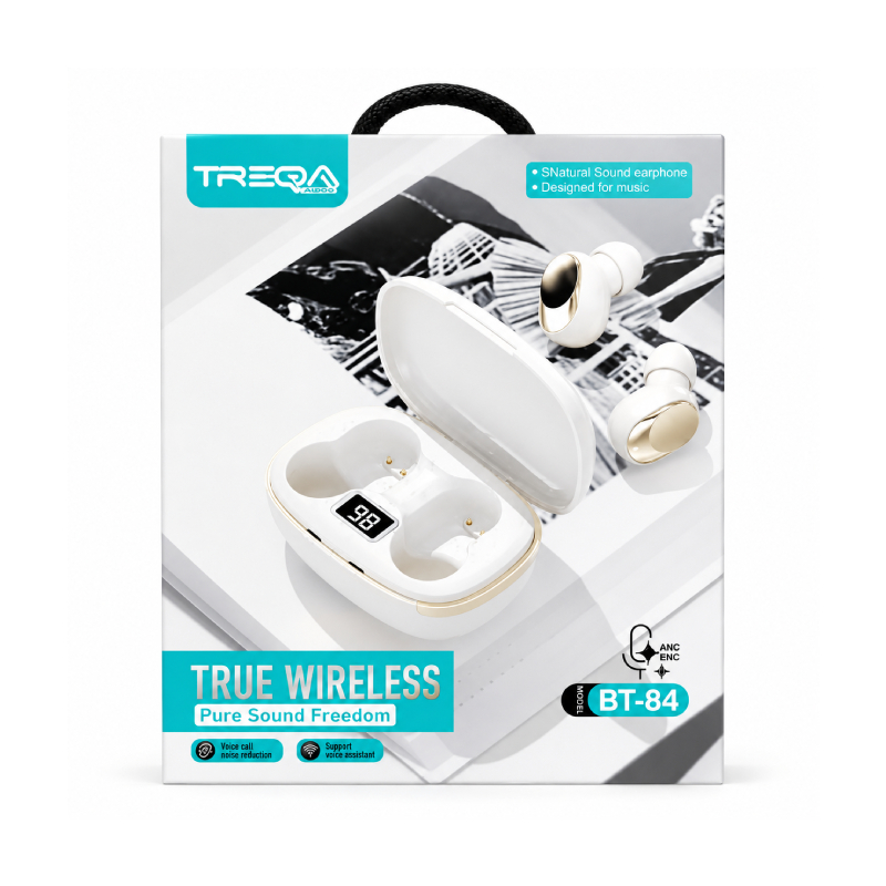 Treqa Ασύρματα Bluetooth Ακουστικά TWS με Θήκη Φόρτισης BT-84 - True Wireless Bluetooth Earbuds with Charging Case - Image 2