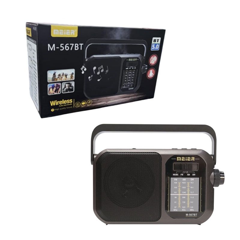 Meier Ρετρό Φορητό Ραδιόφωνο Bluetooth με Φακό και USB/TF M-567BT - sukki.gr