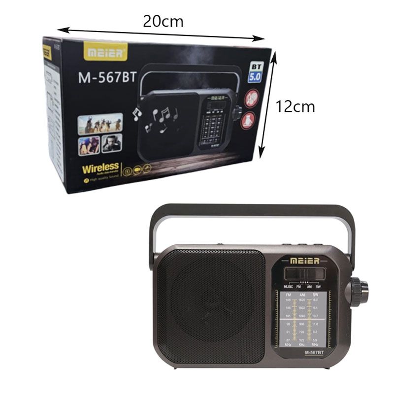 Meier Ρετρό Φορητό Ραδιόφωνο Bluetooth με Φακό και USB/TF M-567BT - Image 3
