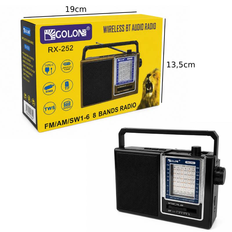 GOLON Φορητό Πολυζωνικό Ραδιόφωνο Bluetooth RX-252 - Portable Bluetooth Multi-Band Radio - Image 2