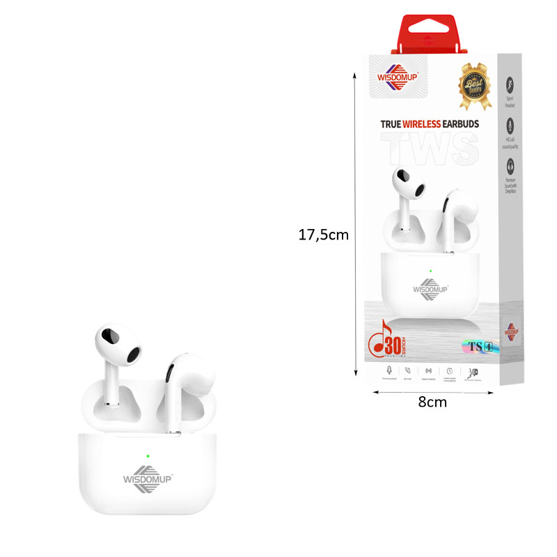 Wisdomup Ασύρματα Ακουστικά Bluetooth TWS με Θήκη Φόρτισης TS4 - Wireless Bluetooth TWS Earbuds with Charging Case - Image 2