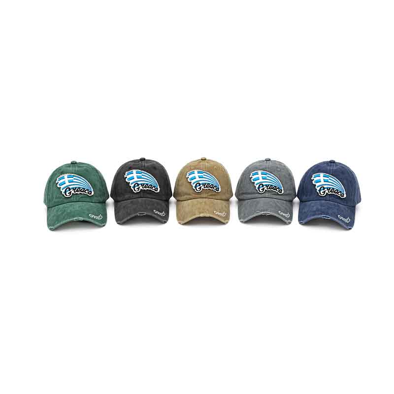 Καπέλο Τζόκεϊ Greece με Ελληνική Σημαία Vintage Σχέδιο - Greece Baseball Cap with Greek Flag Vintage Design - sukki.gr