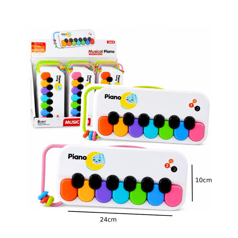 Παιδικό Μουσικό Πιάνο 7 Πλήκτρων με Λαβή 24cm - Kids Musical Piano with 7 Keys and Handle 24cm - Image 2