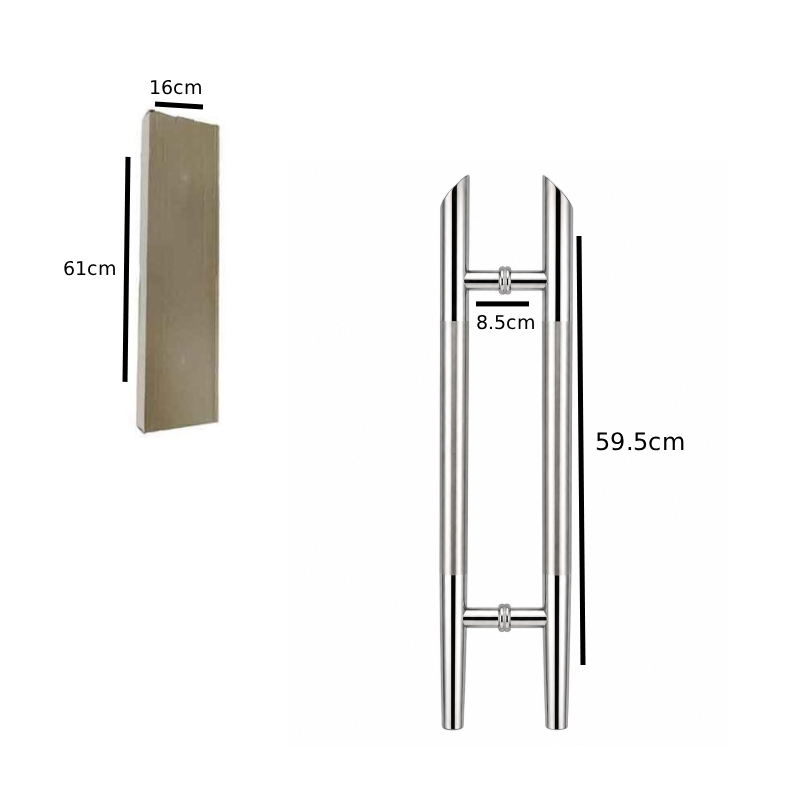 Ανοξείδωτη Λαβή Γυάλινης Πόρτας 59.5cm Διπλής Όψης - 59.5cm Stainless Steel Double-Sided Glass Door Handle - Image 3