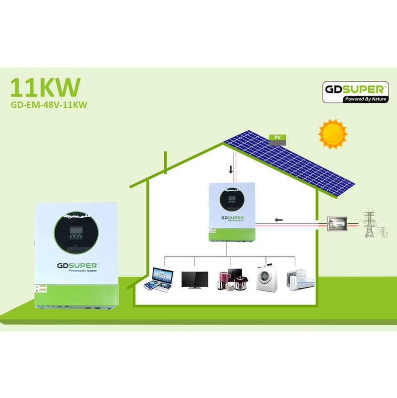 Υβριδικός Ηλιακός Μετατροπέας 11KW 48V GD Super για Φωτοβολταϊκά Συστήματα - GD Super 11KW 48V Hybrid Solar Inverter - Image 2