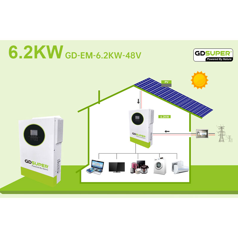 Υβριδικός Ηλιακός Μετατροπέας 6.2KW 48V GD Super με MPPT 120A - GD Super 6.2KW 48V Hybrid Solar Inverter with MPPT 120A - Image 2