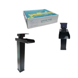 Sanitary Wares Μαύρη Μπαταρία Νιπτήρα με Ρουξούνι Καταρράκτη - Black Basin Faucet with Waterfall Spout - sukki.gr